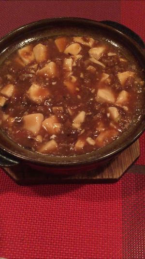 Spicy Chinese dish (tofu and soy meat) at Saizencyuka anzu in Nagoya