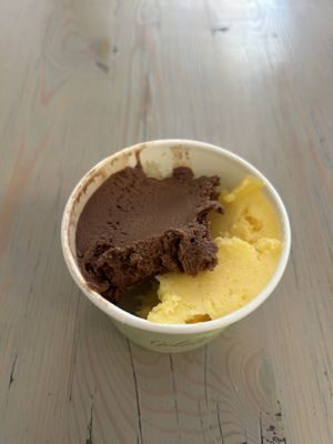 Mango and chocolate sorbets  at Gelateria Naturale in Sofia