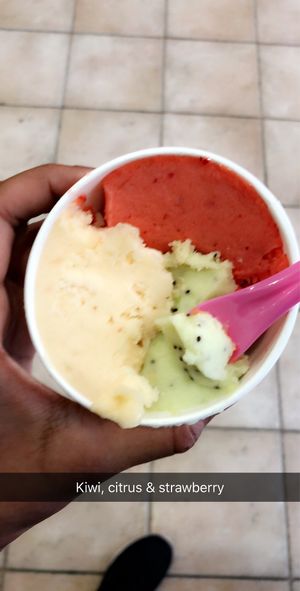Kiwi, citrus & strawberry sorbet  at Gelateria Naturale in Sofia