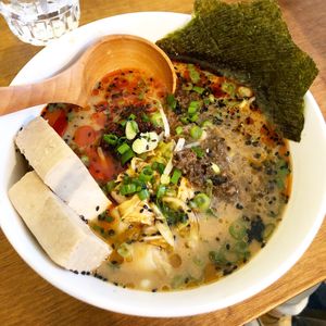 Spicy ramen with tofu at Ramen 9000 in Montreal