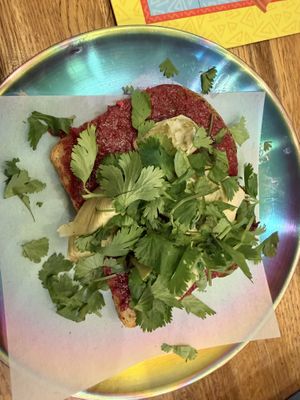 Beet hummus toast   at Kaleidoscope Coffee  in Point Richmond