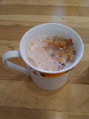 Warm granola with almond milk at Kaleidoscope Coffee  in Point Richmond