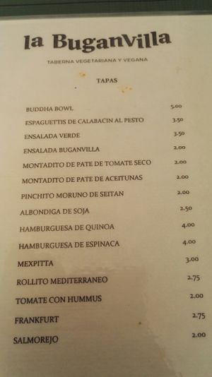 june menu at Taberna La Buganvilla in Algeciras
