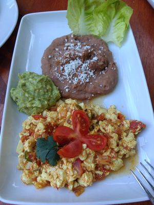 Huevo falso de Tofu con cúrcuma a la mexicana. at La Casa de lo Natural Origen in Manzanillo