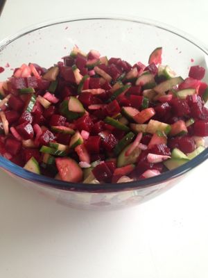 Beetroot & cucumber salad at Ru's Veggie Kitchen in Narre Warren