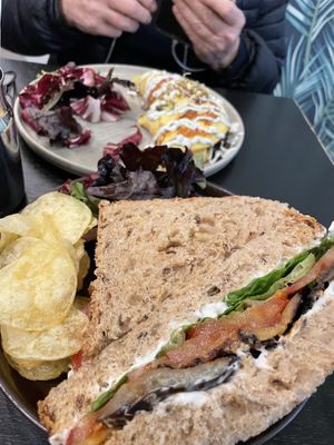 BLT aubergine 🍆 sandwich warm bread 😍👨🏼‍🍳😋 at Retreat Kitchen in Richmond Upon Thames