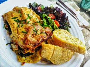 Vegan spinach ricotta lasagna at Retreat Kitchen in Richmond Upon Thames