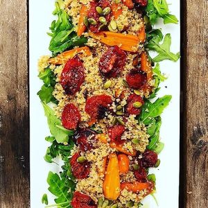 Quinoa and Roasted Baby Carrots with Gingery Toms at Retreat Kitchen in Richmond Upon Thames