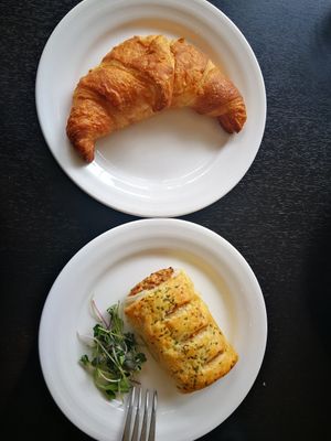 Vegan croissant and sausage roll at Retreat Kitchen in Richmond Upon Thames