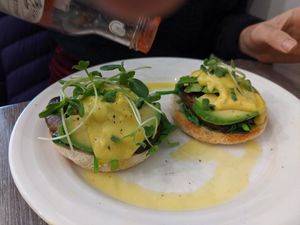 English breakfast mufin at Retreat Kitchen in Richmond Upon Thames