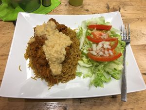 Saffron rice with seitan at Veggie's in Dortmund
