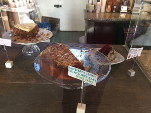 vegan (=v) cakes at Cafe 164 in Leeds