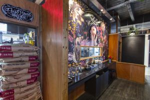 Cafe 164, Munro House, Leeds in January 2019. Looking through to the bakery/kitchen. Fresh bread baked every day using absolutely no additives or preservatives. at Cafe 164 in Leeds