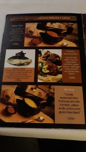 Vegan menu at Naomi Restaurant & Bar in Bergen