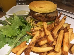 Delicious Burger and fries  at Hope in Paris