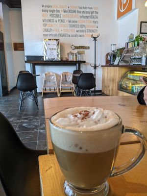 Pumpkin latte at Plant Matter Cafe in London