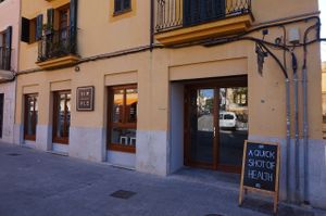 Outside/exterior. Across Sa Llimona and the church-square. at Simple - Smart Food Bar in Mallorca