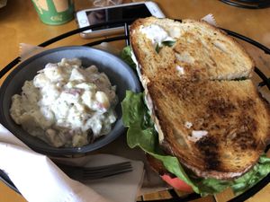 Game changer with potato salad  at Rock Hill Bakehouse Cafe in Glens Falls
