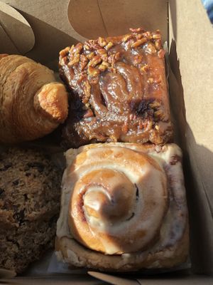 Sticky bun and cinnamon bun  at Rock Hill Bakehouse Cafe in Glens Falls