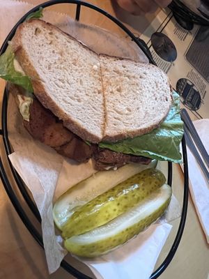 Sandwich and pickle   at Rock Hill Bakehouse Cafe in Glens Falls