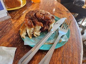Sticky pecan roll!  at Rock Hill Bakehouse Cafe in Glens Falls