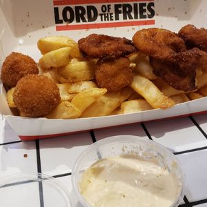 mixed munch box with middle east sauce at Lord of the Fries - Hindley St in Adelaide
