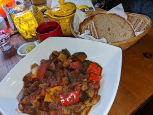 Vegan stew - very tasty at Mystery Tea House in Preston