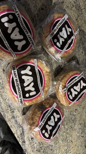 Frozen pies. Wrapper is compostable and not plastic.   at Yay Foods in Melbourne