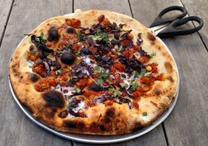 Vegan Chana Masala Pizza of the Day at Pompieri Pizza in Durham