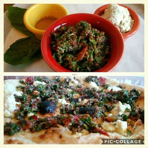 Vegan Tabouleh and Almond Ricotta Pizza of the Day at Pompieri Pizza in Durham