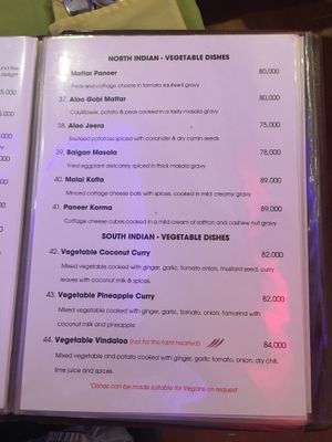 Carta vegetariana 2 at Ganesh Indian Cuisine in Da Lat