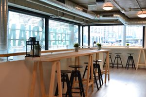 Upstairs seating area at Vegg Go - Plzenska in Prague