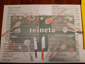 the menu so as early May 2021 at Reineta in Madrid