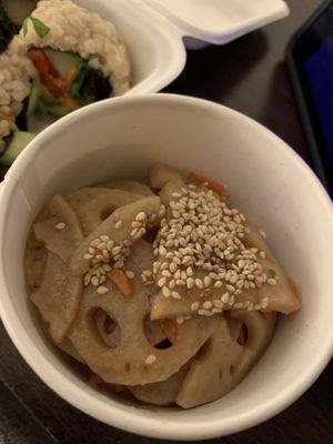 A little dark.. but this was the lotus salad! A little too sweet for me but interesting flavor!  at Shizenya - Downtown in Vancouver