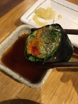 Vegetables rolls with ginger sauce  at Shizenya - Downtown in Vancouver