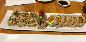 Tempeh roll and yam tempura roll at Shizenya - Downtown in Vancouver
