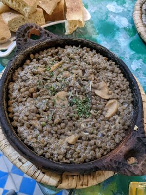 Lentil and mushroom tajine at Le Corail at Latifa in Essaouira