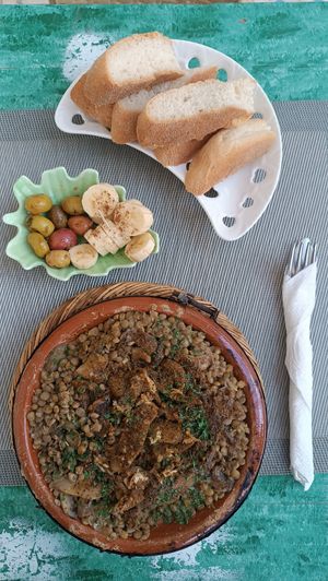 Lentils with mashrooms at Le Corail at Latifa in Essaouira