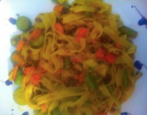Tagliatelle with vegetables
 at Le Corail at Latifa in Essaouira