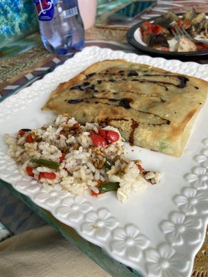 Greasy filo with soy sauce and rice?!  at Le Corail at Latifa in Essaouira