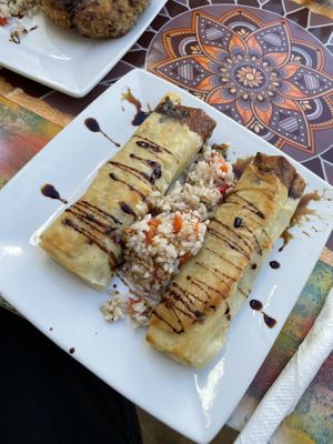 springrolls lentils chickpeas spinach  at Le Corail at Latifa in Essaouira