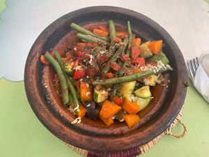 Vegetable tajine  at Le Corail at Latifa in Essaouira