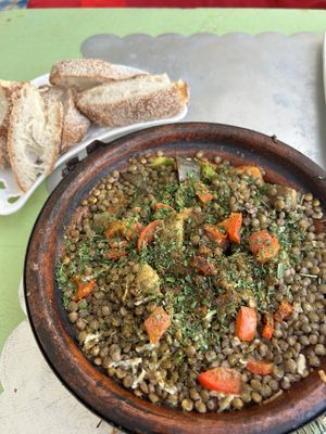 Lentils and vegetables tajine  at Le Corail at Latifa in Essaouira