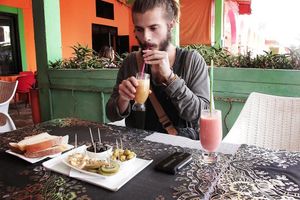 tapas included. Creative mix of fruits, seeds and olives at Le Corail at Latifa in Essaouira