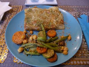 Pastilla mit Gemüsefüllung at Le Corail at Latifa in Essaouira