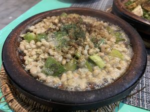 Bean and courgette tajine  at Le Corail at Latifa in Essaouira