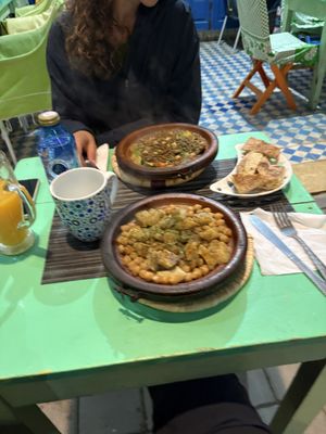 Chickpeas artichoke and vegetable lentils tajine   at Le Corail at Latifa in Essaouira