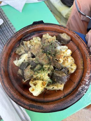 Cauliflower and eggplant tajine   at Le Corail Vegan Food in Essaouira