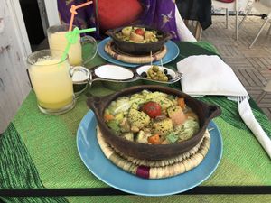 The ‘meal deal’ is super cheap, tasty and nutritious at Le Corail at Latifa in Essaouira