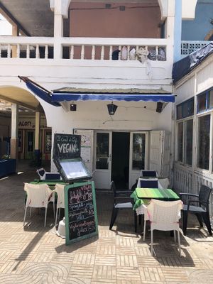 Outside seating  at Le Corail at Latifa in Essaouira